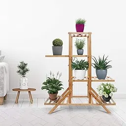 Livzing 4-Tier Bamboo Wooden Plant Stand, Flower Pot Plant Stand For Balcony - Living Room, Garden, Outdoor, Indoor, Planter Stand For Plants, Pot Holder & Gamla Stand-picture-13