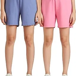 amazon brand - symbol Women's Cotton Blend Regular Fit Lounge Shorts (Pack of 2 | Available in Plus Size)-picture-35