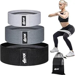 FitBox Sports Fabric Resistance Band Set of 3 (Light, Medium & Heavy) Loop Hip Band for Women & Men for Hip, Legs, Stretching, Toning Workout-picture-17