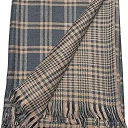 Men's Woven One side Checks & One side Plain Design Pure Wool Lohi/Woollen Shawl [50'' x 100'']-image-28