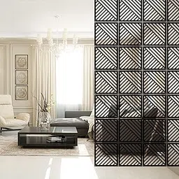 Planet Decor Modern Attractive Hanging DIY Room Divider Static Contemporary Decorative Wall Screen Partition for Decorating Living Dining Room Kitchen & Bedroom Set of 10 (Black)-picture-10