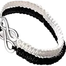 Adjustable Thread Bracelet with Beads for Women_20Black & White-picture-44
