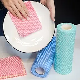 PackPro Non-Woven Washable Kitchen Towel Wipes Roll | Eco-Friendly, Disposable Cleaning Towels for Home, Office, and Kitchen Use | Soft & Highly Absorbent 80 Sheets, Pack of 2 - Red-picture-11