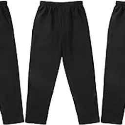Kids Solid Cotton Warm Fleece Sweatpants Trackpants for Toddler Babies Jogger Lower Combo Pack of 3 Plain Pullover Black Outfit Jogging-image-16