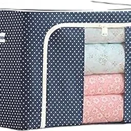 SKYWORK Clothes Organiser for 100 liter Wardrobe large storege box clothes storege organizer bins foldable storege bin-cloth steelframe storege box Wardrobe Organizer with Zipper and Window Pack of 1-picture-30