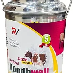 veqtis helthcare Doodhwell, 5 LTR Steel dolu Calcium for Cow, Buffalo, Goat, Sheep, Horse, cat, Dog, Pig, Milk Enhancer for Diary Animals, Vitamins and Minerals,Calcium Veterinary,Chelated Feed-picture-37