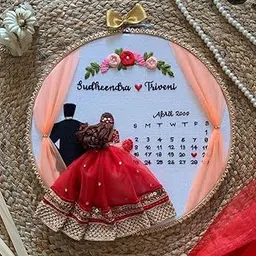 Indian Wedding era 3rd Customized Embroidery Hoop Gift for First Love,Anniversary,Marriage,SpacialGift for Couples,Save The Date-image-3