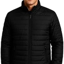 vm1 Men's Lightweight Puffer Jacket | Full Sleeve Puffer Warm Outerwear | High Collar Puffer Jacket, Black 3XL Size-picture-20