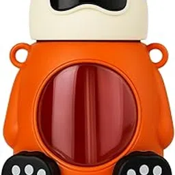 GUCHIGU Kids Sipper Bottle with Straw for Baby | Leak-Proof, BPA-Free Water Bottle with Cute Design Lid & Strap | Easy Grip, 360° Drinking | Baby Toddler Water Sipper Cup (Orange, 550ml)-picture-15