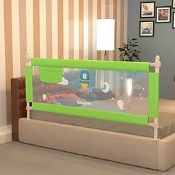 BAYBEE Baby Bed Rail Guard for Baby Toddlers Safety, Foldable Kids Bedrail Safeguard Fence with Adjustable Height | Portable Single Side Bed Protector for Newborn Babies Falling (Green - 150x63cm)-image-45