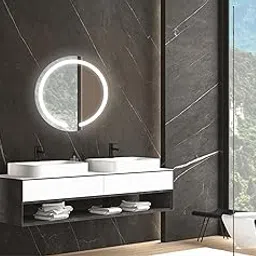 TRYOTONE - Round Frameless LED Mirror – Plug-and-Play Wall-Mounted Lighted Mirror with Energy-Saving LED | Entryway & Dressing Room Mirror (24 x 24 inch)-picture-25