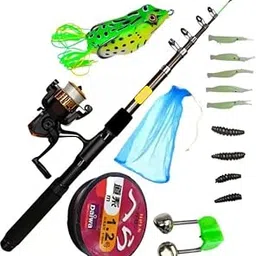 Fishing Rod and Reel Set Full Set Combo with Frog Set 2.1 Fishing Set Multicolor, Red Fishing Rod (210 cm, 0.21 kg, Multicolor, Red)-picture-12