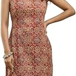 label adrija Women's Cotton Printed Straight Sleeveless Kurti-picture-8