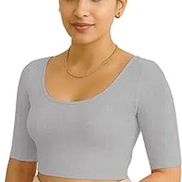 Women’s Stylish Ribbed Elbow Sleeve Lycra Stretchable Readymade Crop Tank Top Cami Blouse for Girls VB1-image-82