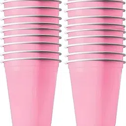 Tickles Pack of 20, Beer Pong Glasses with Free Ping Pong Balls Set, Easy Grip Reusable Drinking Party Cups for Iced Tea, Punch, Cocktail, Couple, Ladies Games (Color: Pink Size: 475 ml)-picture-10