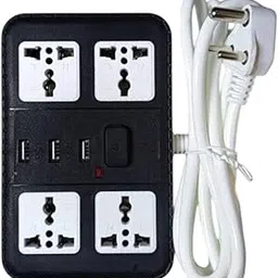 M/S Cosmic Extension Cord with (4-3 Pin Sockets) & (3 USB Port) Fire Flame Proof with Multi Plug Extension Board for Home,Office-(Black)-picture-27
