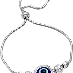 caratwala Handmade Pure 925 Silver Evil Eye Charm Bracelet for Women, Girls, Men-picture-29