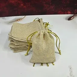 Lushure Mini Jute Potli Bag Pack of 10,25, 50, 100 Pieces – Extra Small 10x10 cm Drawstring Pouch for Wedding, Baby Shower, Return Gifts, Festive Packaging – Natural Beige (Pack of 50 Pcs)-picture-41