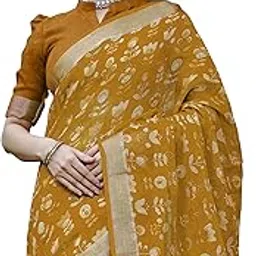 mirchi fashion Women's Cotton Blend Paisley Printed Saree with Blouse Piece-picture-18