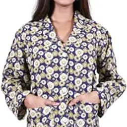 miyanbazaz textiles Women's/Girl's Floral Printed Summer coat for Sun Protection and Dust Pollution 100% Linen Cotton Coat-picture-14