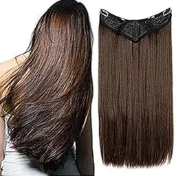 PHKMALL Women's Natural Brown Straight Hair Extensions, 24 Inch, 5 Clips Head, Increasing Hair Length-picture-37