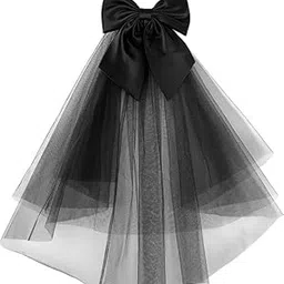 Cerun 1 Pcs Luxury Black Women Bridal Veil Short Tulle Lace Bowknot Wedding Bridal Veil Headpieces Gothic Halloween Coplay Party Veil-picture-24
