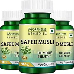 Morpheme Remedies Safed Musli 500mg Extract 60 Veg Caps - 3 Bottles-image-1