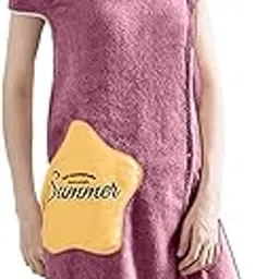 HOUSSE Wearable Spa Bath Towel for Women | Soft, Cozy Wrap with Snap Closure | 110 x 140 cm (Wine_Yellow)-picture-14