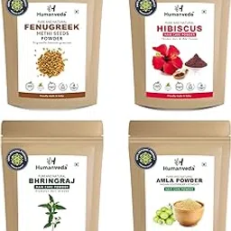 Humanveda Natural Amla, Bhringraj, Fenugreek, & Hibiscus Powder | Each 100gm (Pack of 4) | Eclipta Alba | Methi | Rosa-Sinensis | Indian Gooseberry | For Hair Scalp & Skin Treatment-image-20