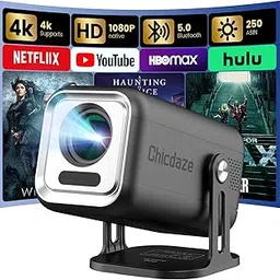 Mini Projector With WIFI 6 and Bluetooth 5.4, Update Portable Projector Support with Full HD 4K 1080P, 300 ANSI, Auto Focus & Keystone, 35"-200" Screen Video Projector for Home Bedroom Outdoor, Black-picture-16