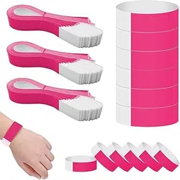 HASTHIP® 300 Pack Paper Wristbands Arm Bands for Events Neon Wrist Bands, Lightweight Colored Wristbands Concert Party Wristband Party Waterproof Hand Band, Rose Red-picture-23