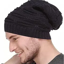 Bizarro.in Soft and Comfortable Warm Woolen Beanie Cap in Slouchy Style with Soft & Warm Fur Lining for Mens & Boys image 1