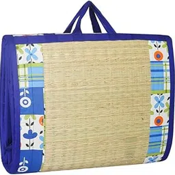 CRAFT OF INDIA Happy Sleeping River Grass Bamboo Foldable Cushion Mat (Blue, 4 X 6 ft)-picture-22