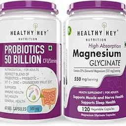 HealthyHey Nutrition Probiotics 50 Billion 60 capsules & magnesium glycinate 120-picture-35