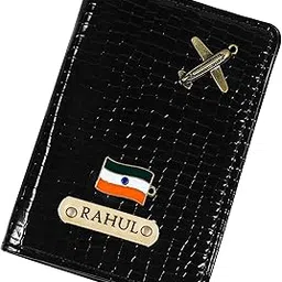 giftheart Custom Name & Charm Leather Passport Cover for Men & Women, Stylish Travel Wallet, Ideal for Gifting (Sheen Black)-picture-45