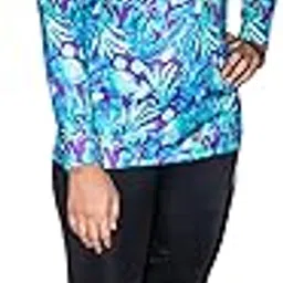 aqua holic Two Piece | Swimwear | Swimming T-Shirt & Capri for Women (without Pads) (XL, Purple) image 1