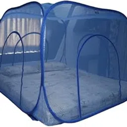 Sukoon Double Bed Foldable Mosquito Net | Nylon 60GSM Strong Net | 7ft X 7ft Tent Type Square Pattern | Four Side Doors | Portable Mosquito net for Bed | Spring Metal Wires | for Indoor Use. (Blue)-picture-19