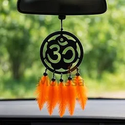 Monssa OM Orange Car Dream Catcher Car Hanging for Rear View Mirror - Handmade Feather Charm Ornament for Car Interior Decoration & Gift - Positive Energy & Protection Accessory - (Pack of 1)-picture-17