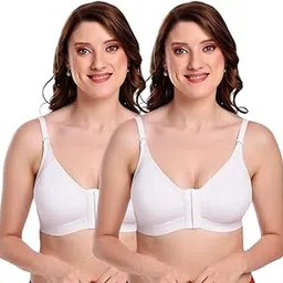 gleam bliss Women's Cotton Elastane Full Coverage Stretch Non-Padded with Adjustable Straps Front Open Bra Combo Pack of 2 | Pack 2 |-picture-15