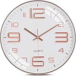 TEKCOOL Wall Clock 12" Silent Quartz Decorative Latest Wall Clock Non-Ticking Classic Clock Battery Operated Round Easy To Read For Room/Home/Kitchen/Bedroom/Office/School - Analog, Plastic Rose white-image-74