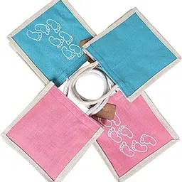 Lakmo Crafts® Baby Shower Jute Return Gift Bags | Multicolor 8x8x4 inches (10)-picture-16