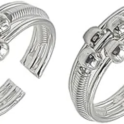sahiba gems Pure Silver Designer Three Line Four Ball Toe Ring (Chandi Bichhiya) For Women ~ Pack in 2 Pieces-picture-40