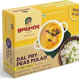Patel's Chappanbhog Ready to Eat Combo Meal - Dal Fry with Peas Pulao | Mild Spicy and Natural Taste - 375 g-image-0