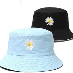 frackson 1 Pcs Blue & Black Reversible Bucket Hats UV Protection Wide Brim Summer Cap for Girls Hat UV Protection Breathable Casual Beach Hat, Sun Protection Cap for Women-picture-15
