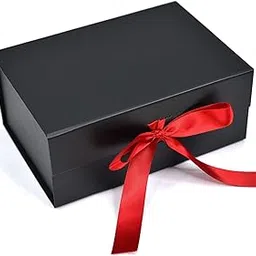 RBS® - Black Gift Boxes for Packaging (Empty) 23 x 16 x 10cm Holds upto 5kg, Multipurpose Valentine Gift Boxes for all Occasions (1 Pack) Cardboard box Empty, Gift boxes for presents (Red Ribbon)-image-29