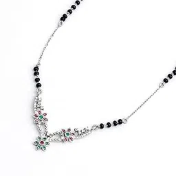 Ruby Green Floral Pendant 925 Sterling Silver 18 Inch Latest Mangalsutra Jewellery/Gift for Women-image-50