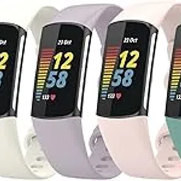 Bands Compatible with Fitbit Charge 5 Replacement Wristbands for Women Men Small Large (5ColorsB, Small)-picture-47