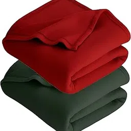 All Season Solid/Plain Light Weight Polar Fleece Blanket Double Bed Warm or Hot Winter Blanket (90 x 90 inches) Combo Multi Color Pack of 2-image-88