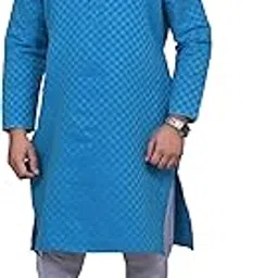 sypher boutique Cotton Blend Checkered Straight Regurlar Fit Kurta Set for men-picture-38