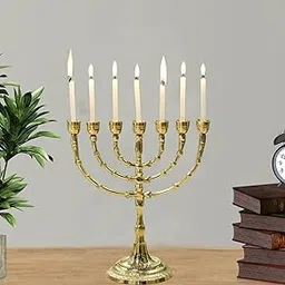 DSH CRAFTING YOUR CURIOSITY Brass Menorah Candle Holder Table Centerpiece 7 Branch Stick Stand for Home Decor,Wedding,Church,Diwali Decoration Piece for Table.-picture-11